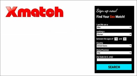 X Match dating app logo and homepage screenshot